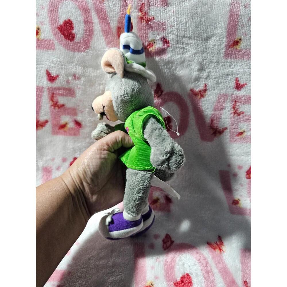 2008 Chuck E Cheese My Birthday Plush Toy Bean Bag Multicolor Cake Hat 11" Pizza - Picture 11 of 15